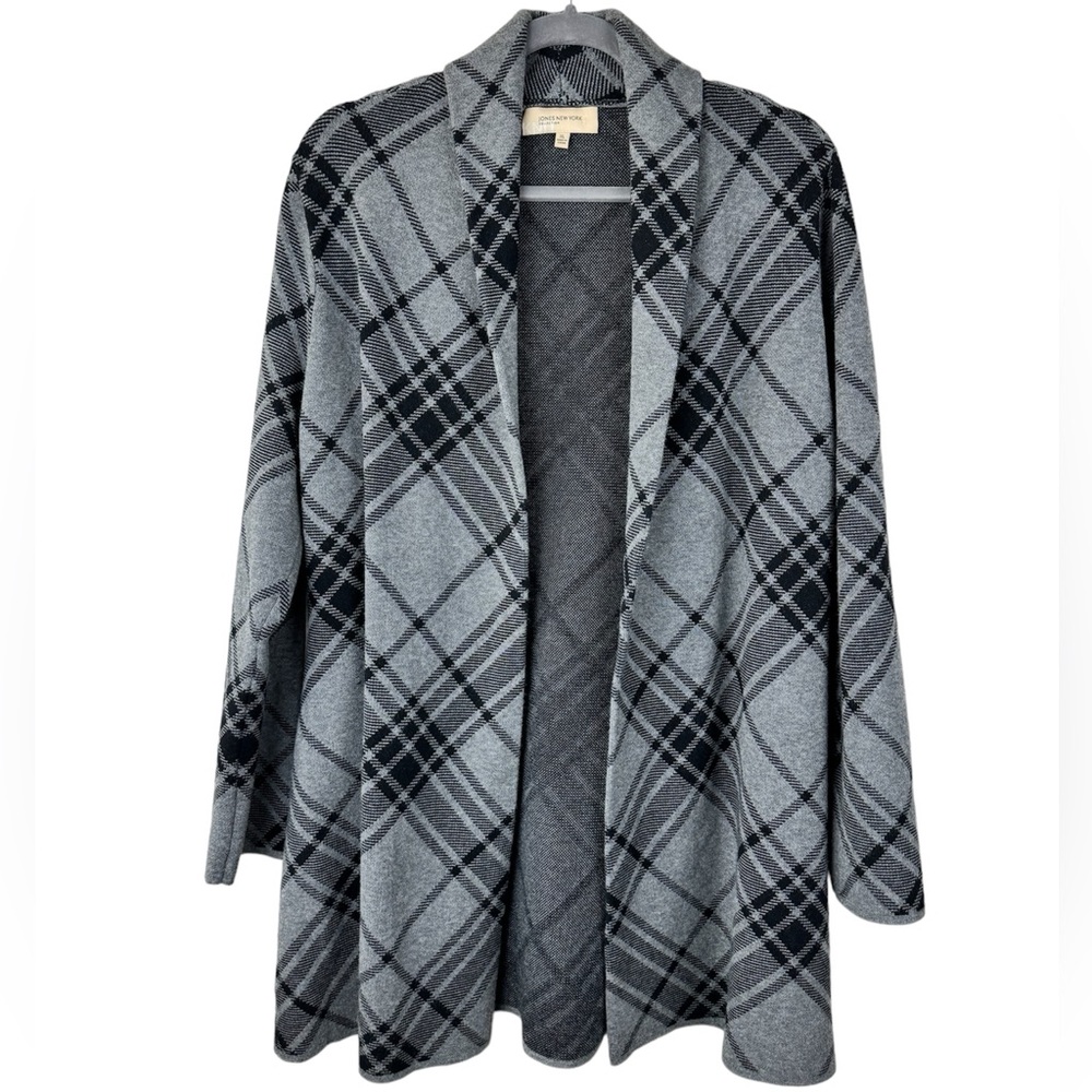 Jones New York Plaid Cardigan Sweater‎ XL